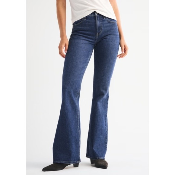 Abercrombie & Fitch Denim - ABERCROMBIE & FITCH Ultra High Rise 70s Flare Jeans Dark Wash Blue Women Size 26